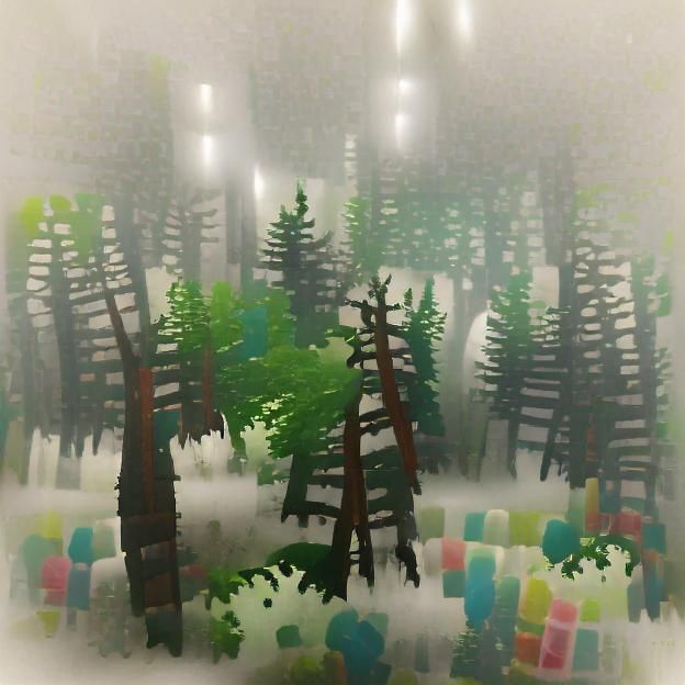 Enchanted Forest in Dense Fog