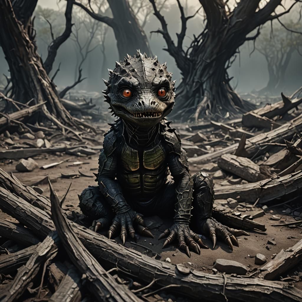 Terrifying Infant in Dark Fantasy Nailscape