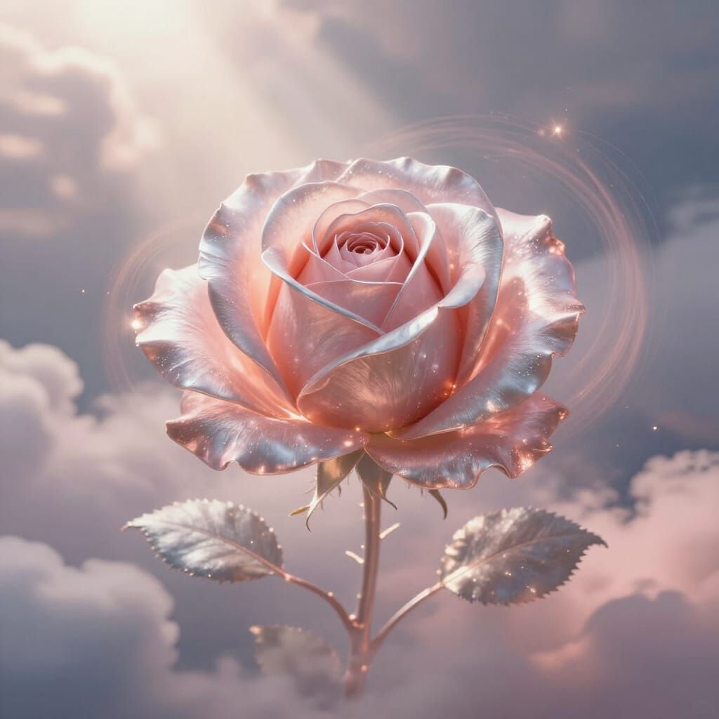 Celestial Rose of Rose Gold and Silver Mist