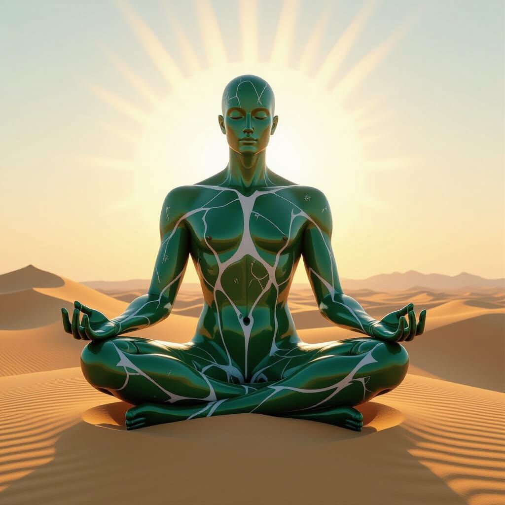 Colossal Cactus Sculpture in Desert Serenity