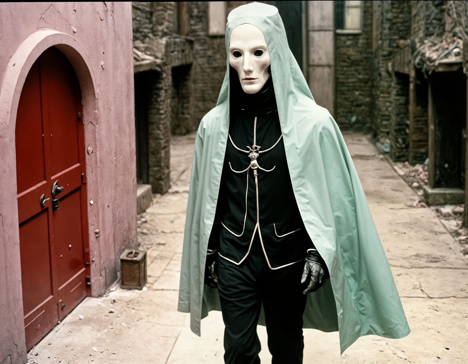 Eerie Liminal Metropolis in Analog Lomography Style