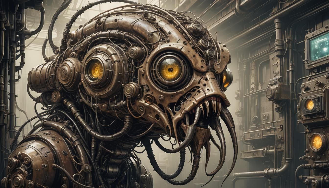 Dystopian Dieselpunk Cyborg Monkfish: Abstract Surrealism