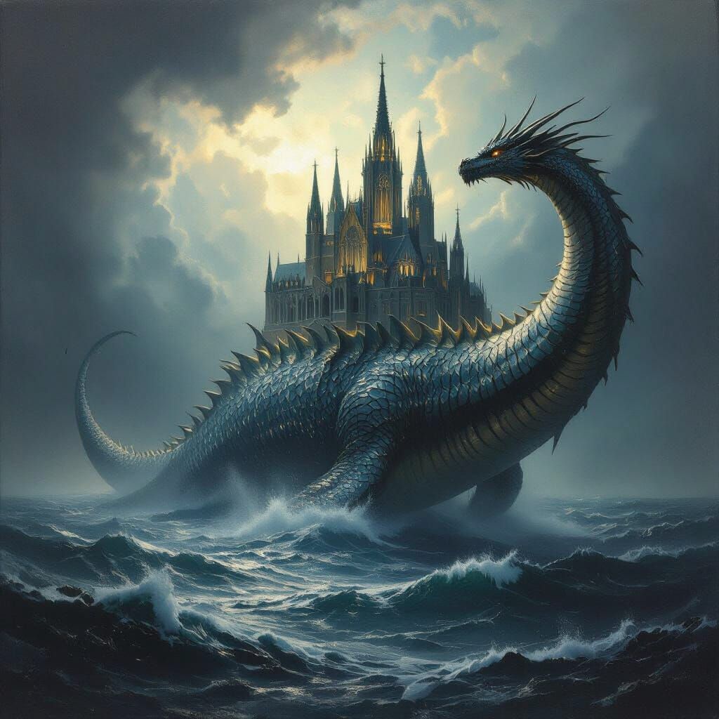 Leviathan Rising: A Classical Oil Painting