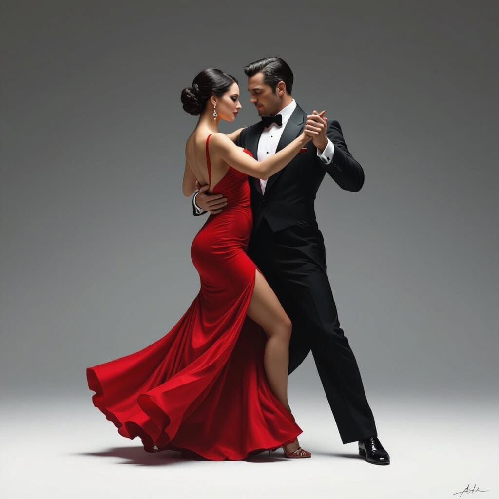 Elegant Tango Dance in Hyperrealistic Style