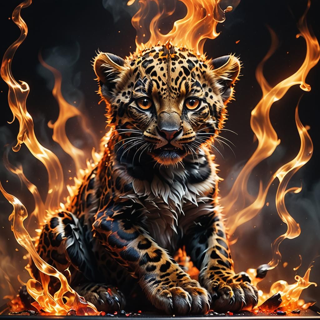 Fiery Leopard in Glass Jewelry Box