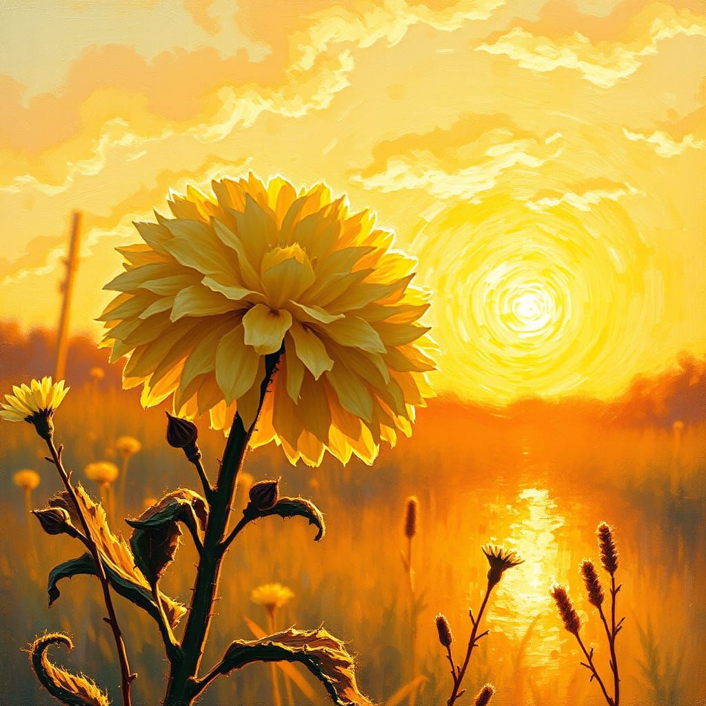 Golden Flower in Sunset Glow