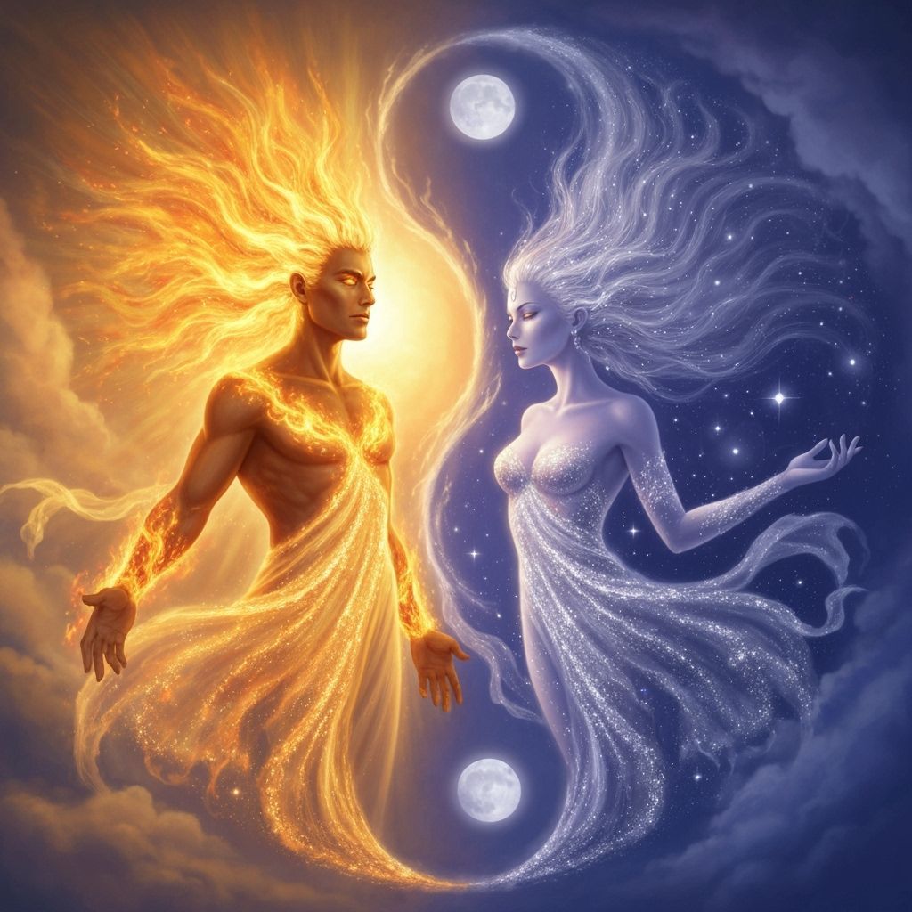 Celestial Yin-Yang Sky: Sun and Moon Fantasy