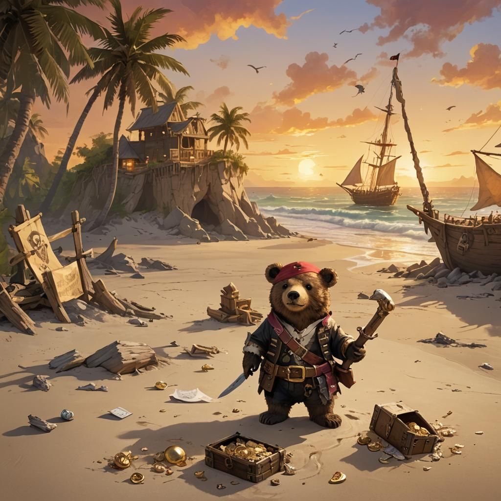 Pirate Bear Concept Art on Treasure Island