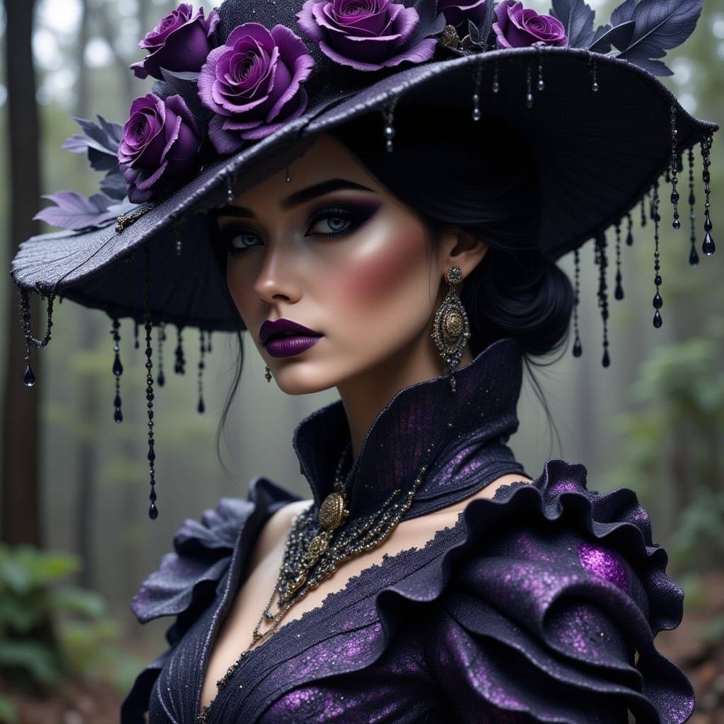 Spooky Witch Girl in Haute Couture Gown