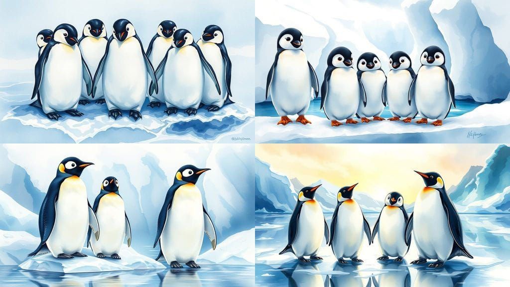 Elegant Penguins on Glacier Ice