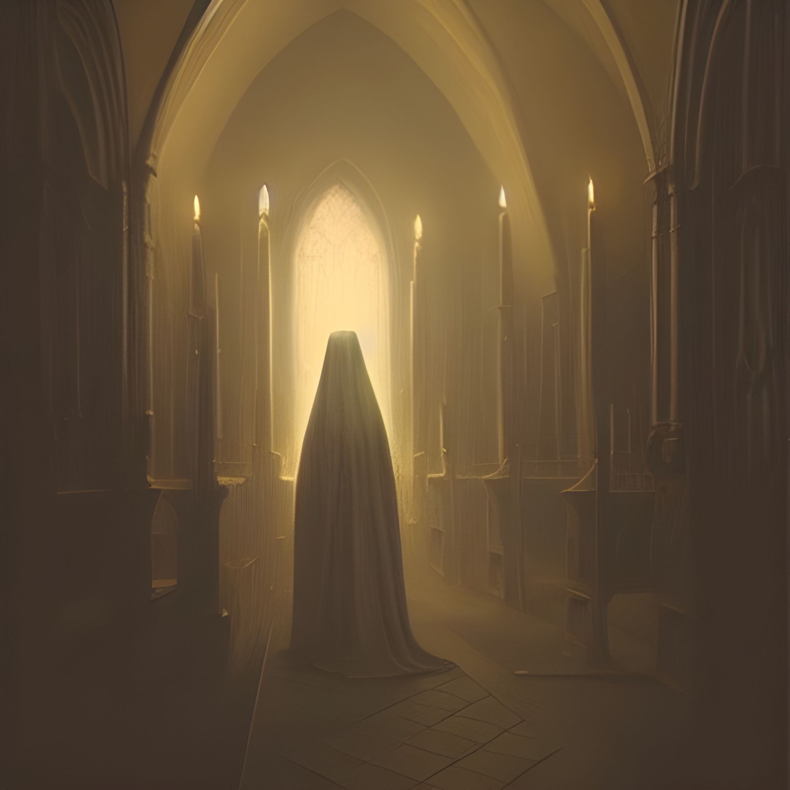 Dark Chapel Nun: A Gothic Horror Scene