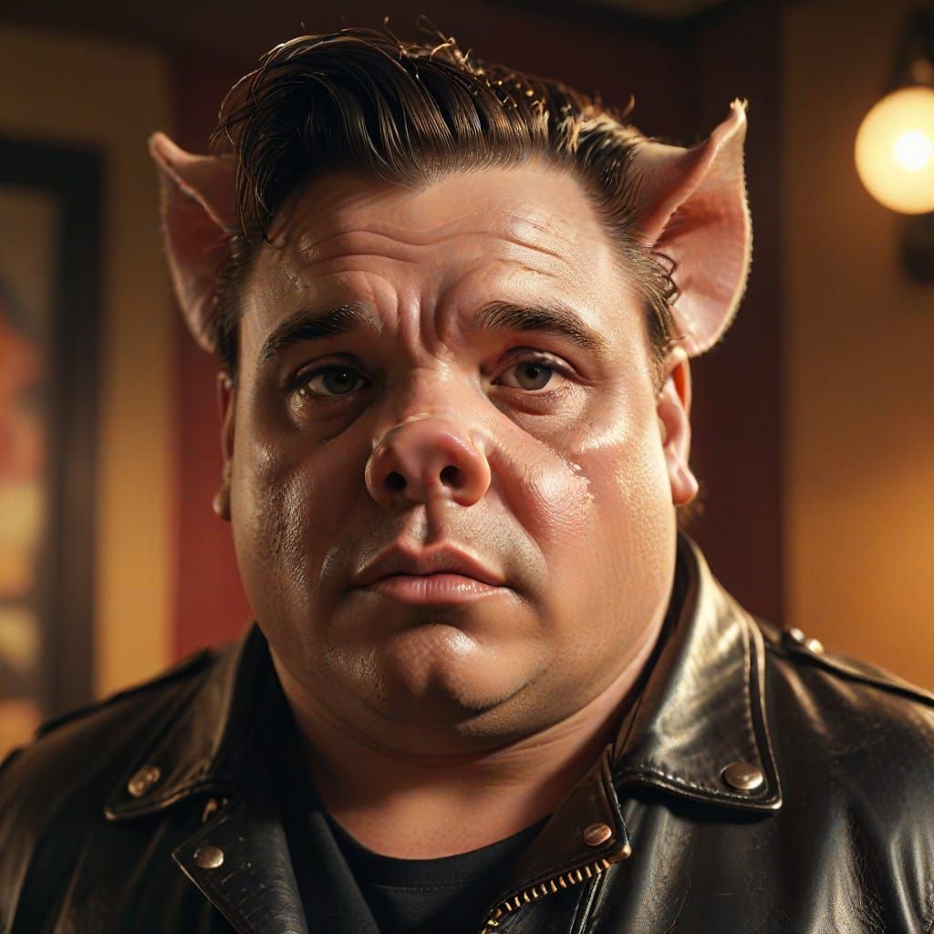 Marlon Brando Pig Portrait in Rockabilly Style