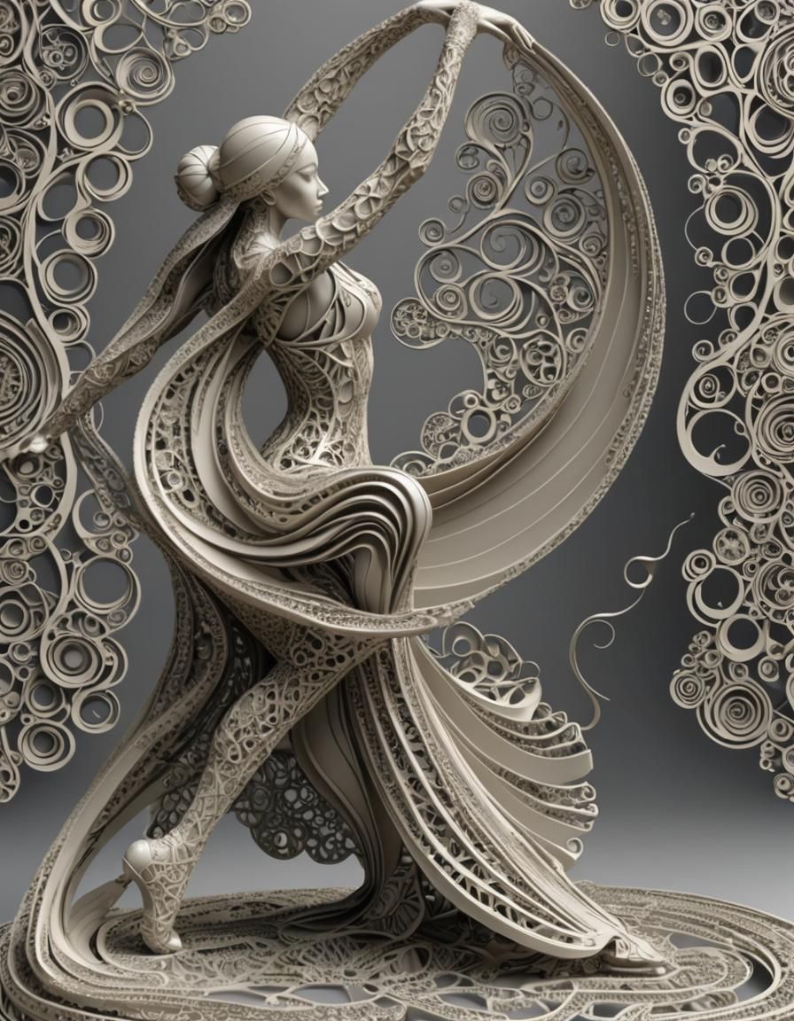 Abstract Sculpture of a Dancer in 3D