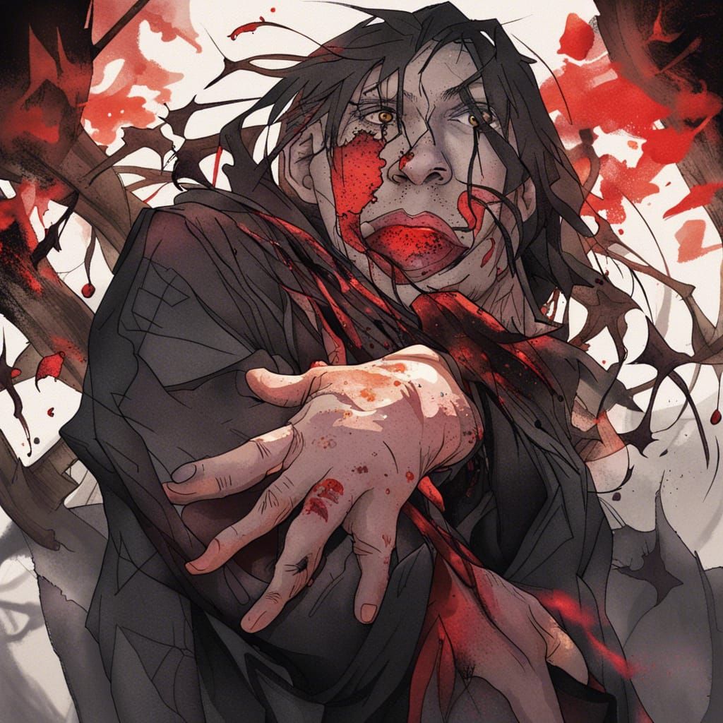 Anime Character with Red Eyes and Shadow Magic