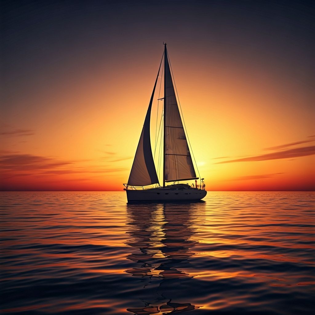 Sailboat at Sunset in 3D Digital Art