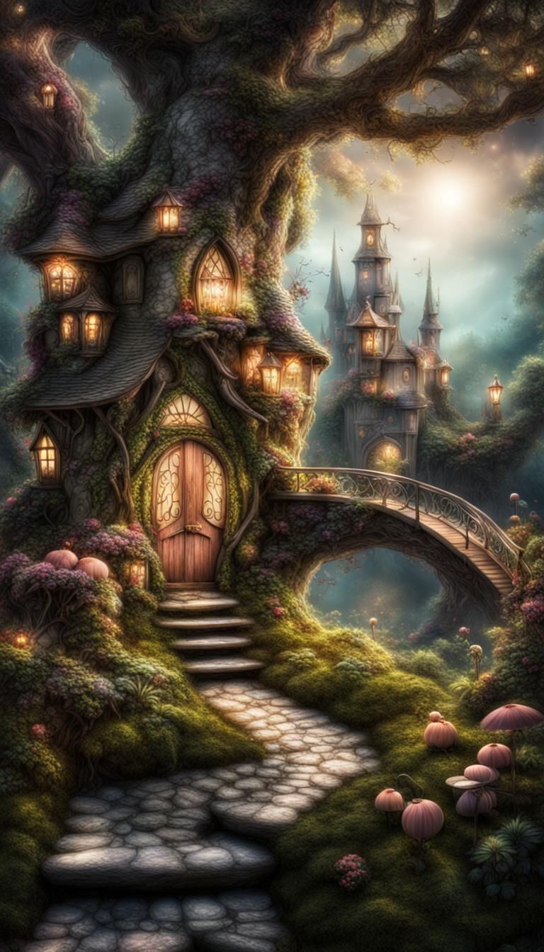 Whimsical Fairy Wonderland in Hyperrealistic Style