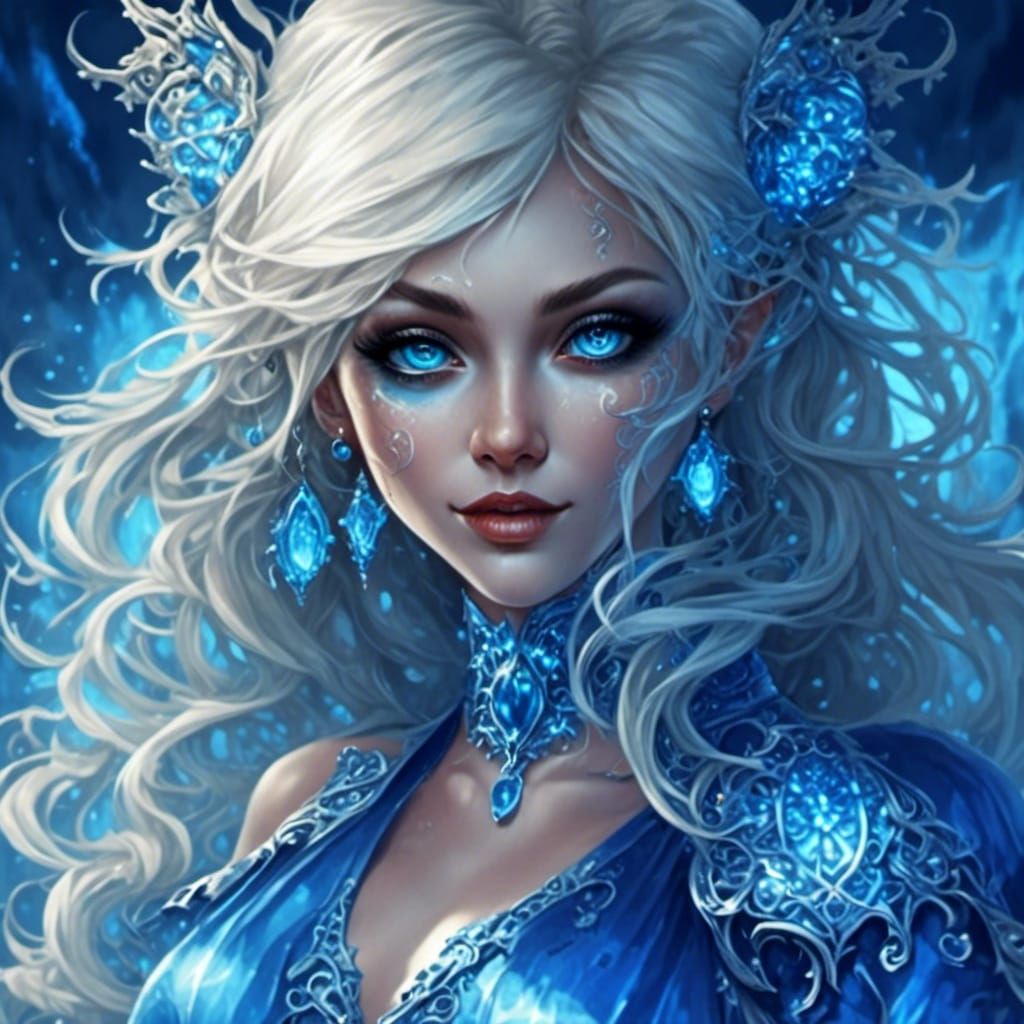 Alluring Metallic Woman with Electric Lighting