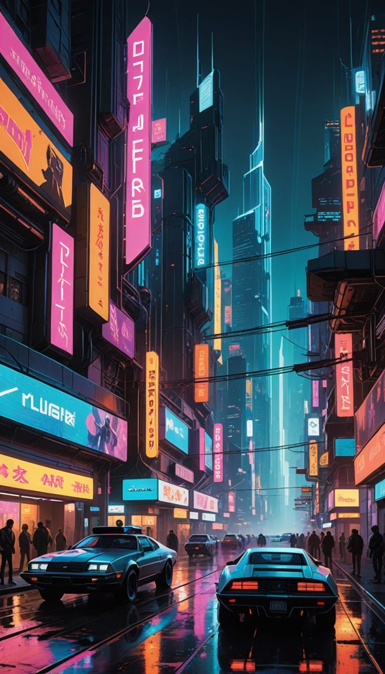 Cyberpunk Metropolis at Night: A Futuristic Urban Landscape