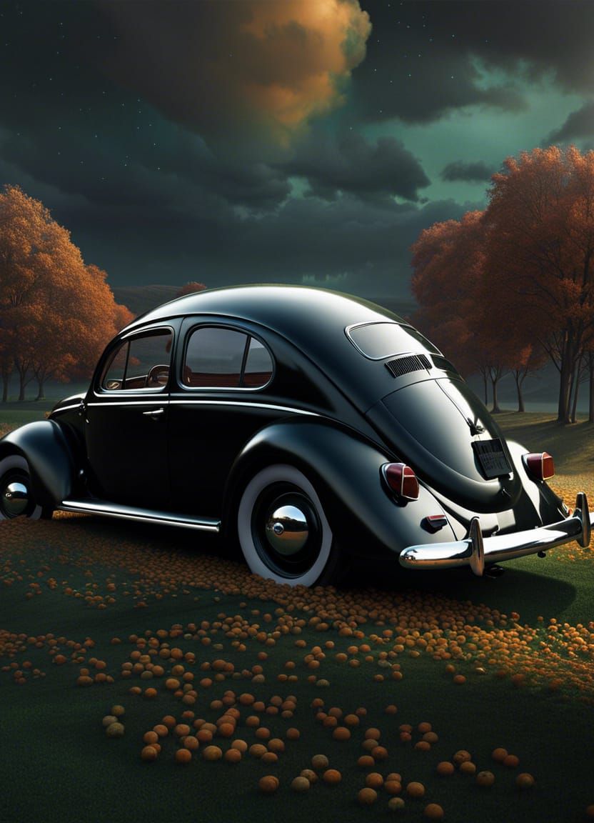 Surreal Black Beetle: Matte Painting Concept Art