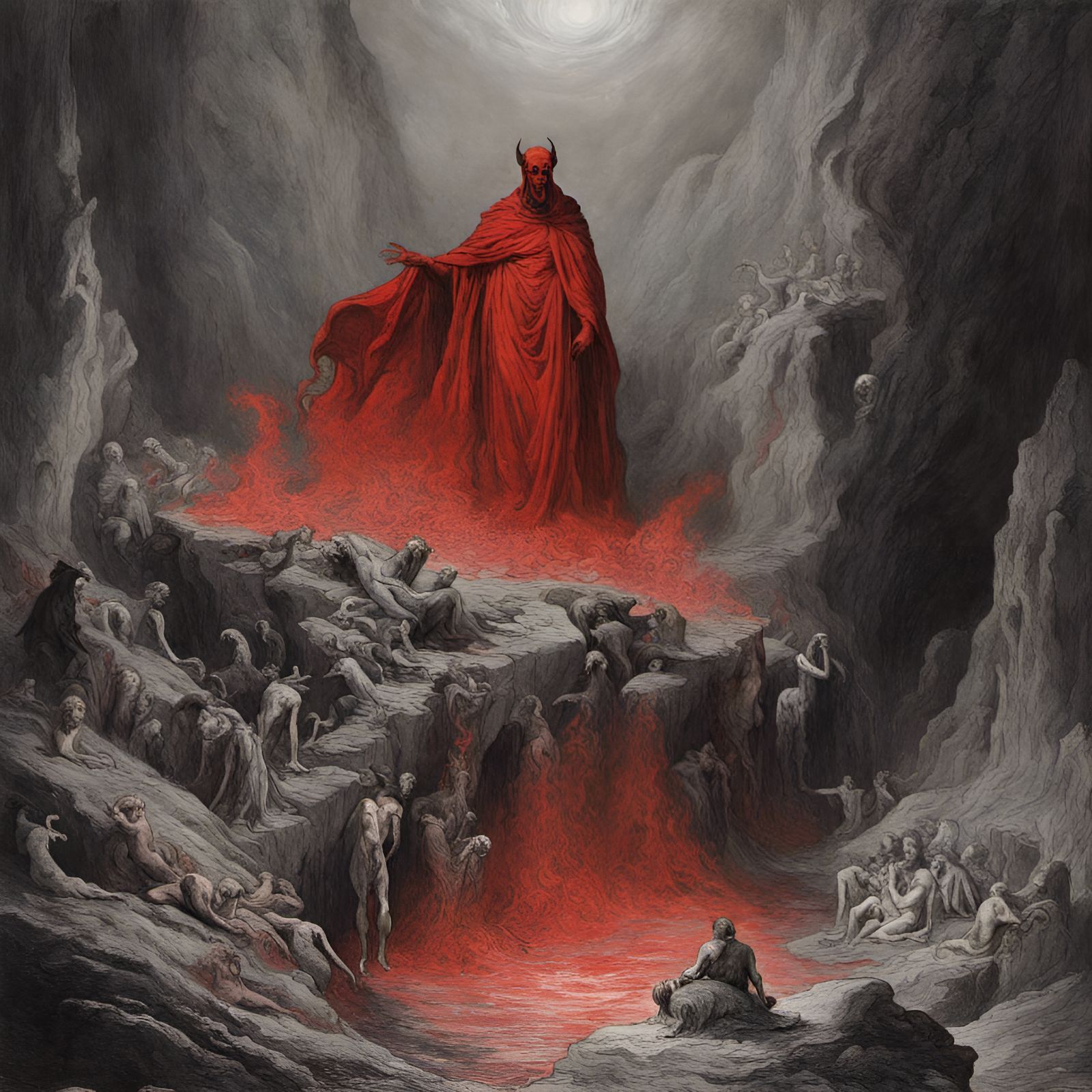 Infernal Red Fog: A Gothic Horror Scene