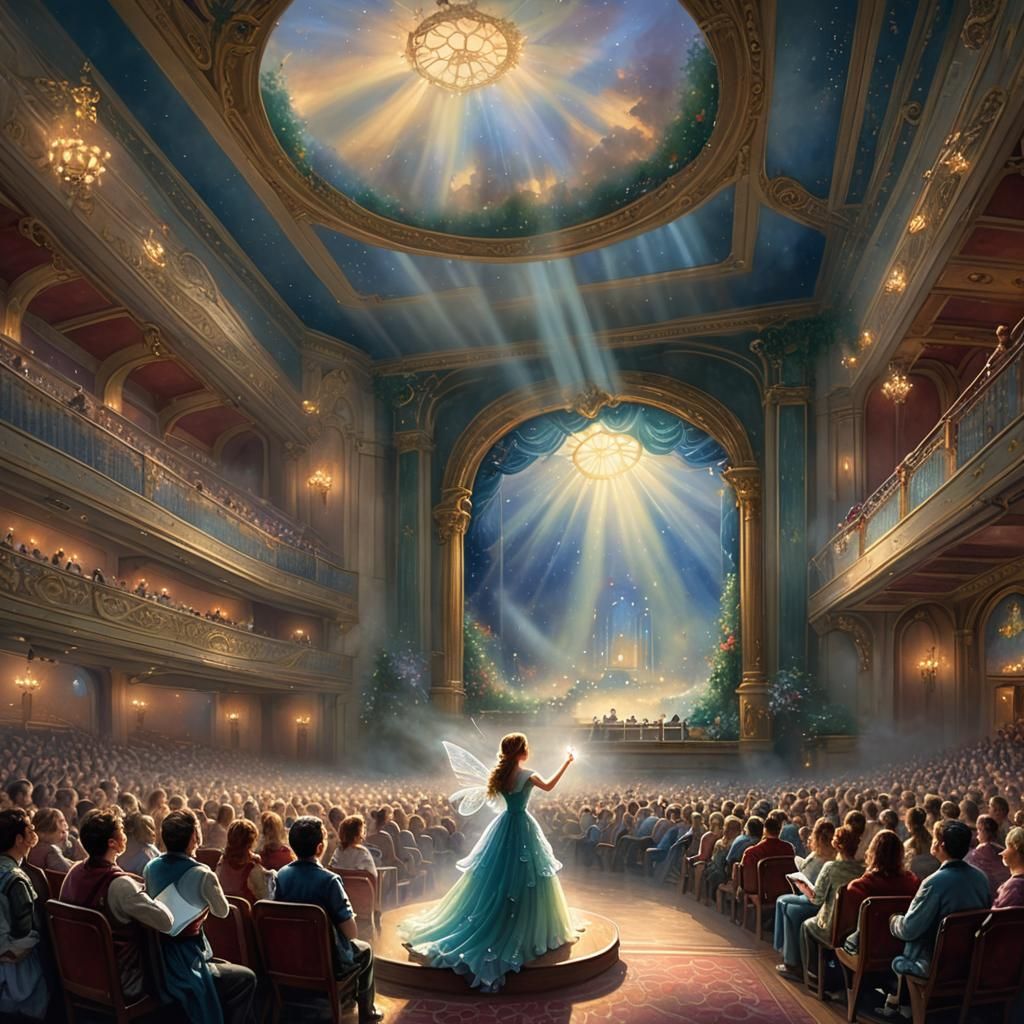 Fairy Sings in Theatre, Ethereal Fantasy Art