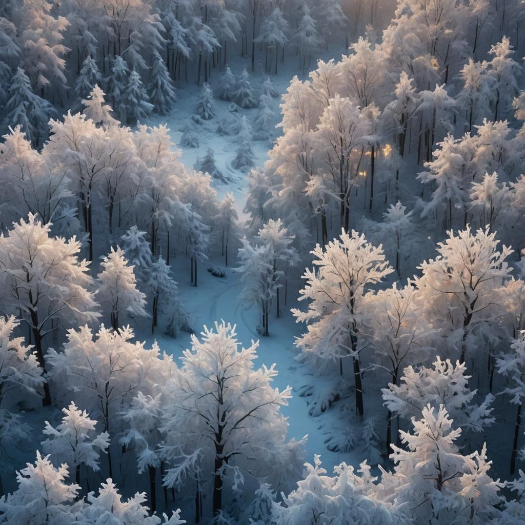 Enchanted Forest with Crystalline Light, Digital Matte Paint...