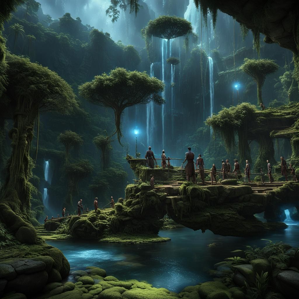 Dramatic Cult Scene with Cinematic Lighting