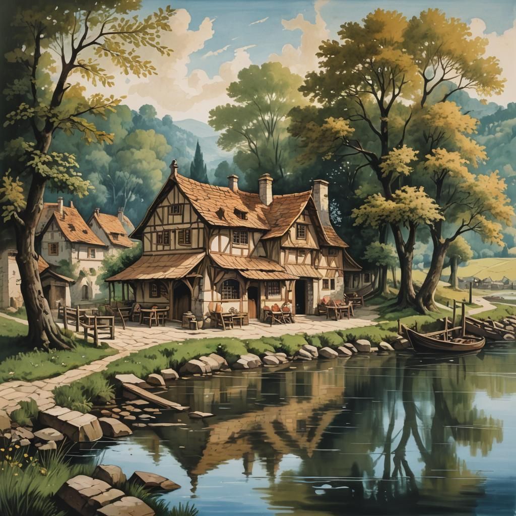 Riverside Tavern in Renaissance Style