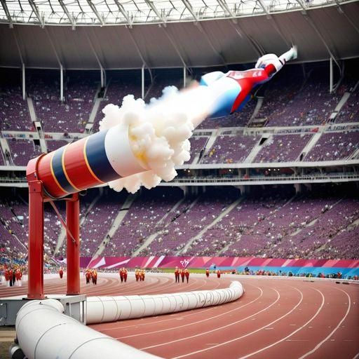Olympic Human cannonball  Olympic athlete in mid air