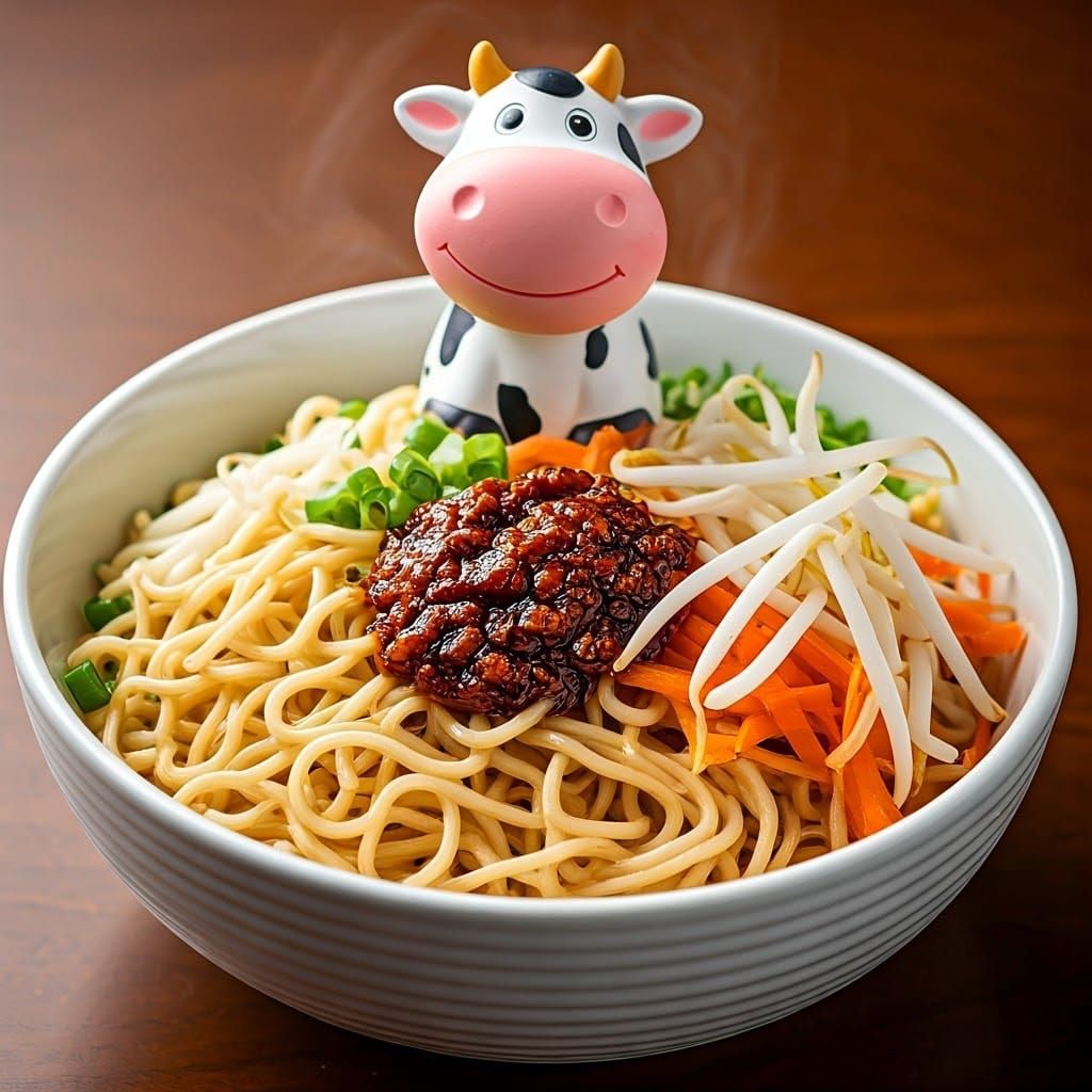 Whimsical Noodle Bowl with Artisanal Touches