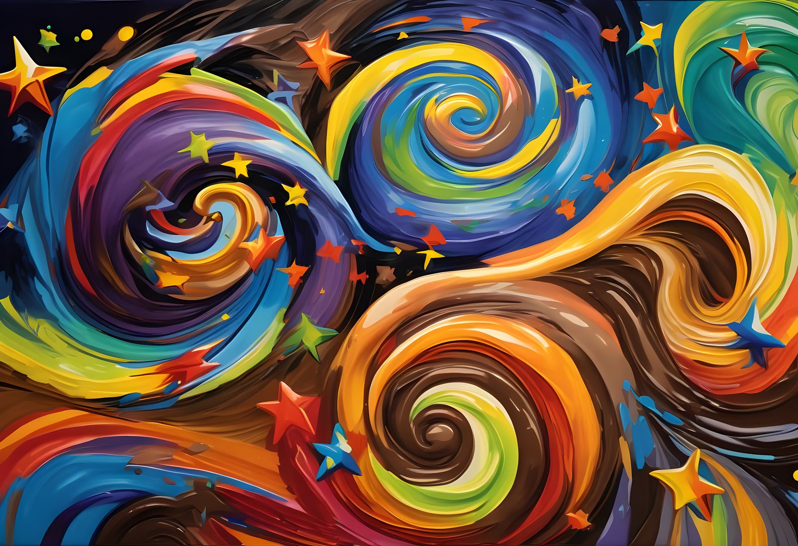 Vortex Maelstroms of Paint and Plasma with Cosmic Stars