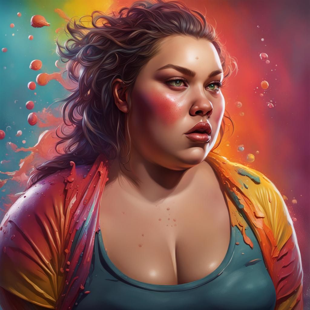 Hyperrealistic BBW Portrait in Splash Art Style
