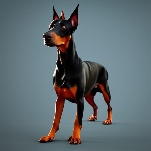 Devil Doberman Pinscher: Detailed Matte Painting