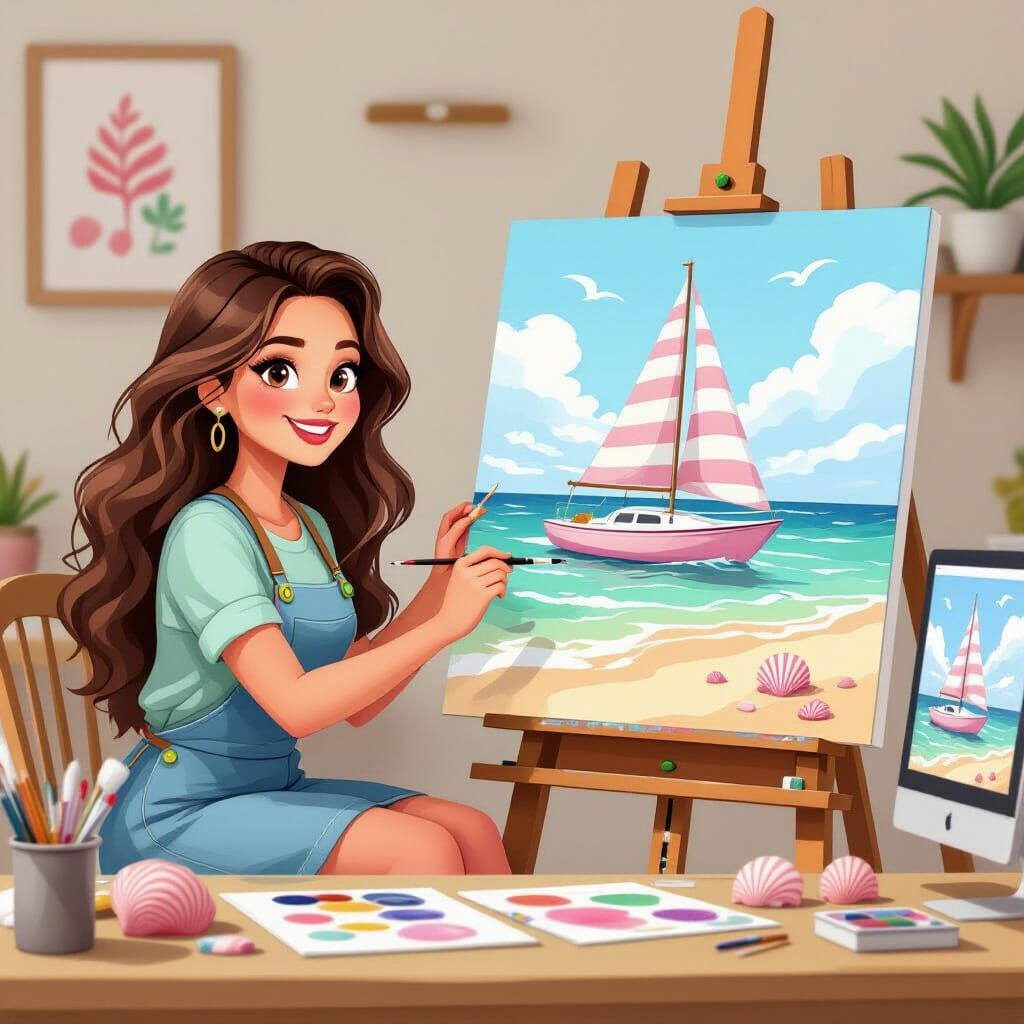 Pink Sailboat Fantasy on a Kelp Sea