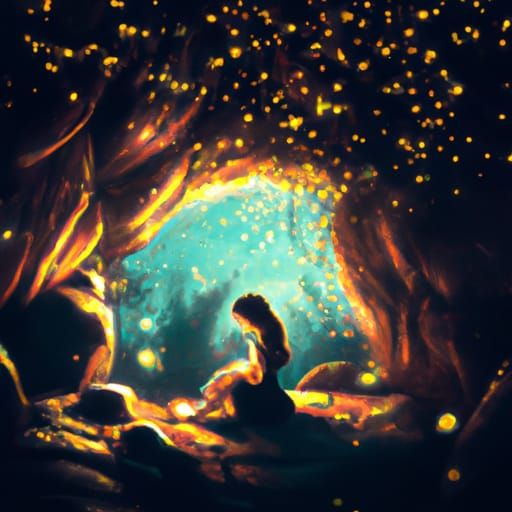 Girl in Firefly Cave: Dramatic Digital Matte Painting