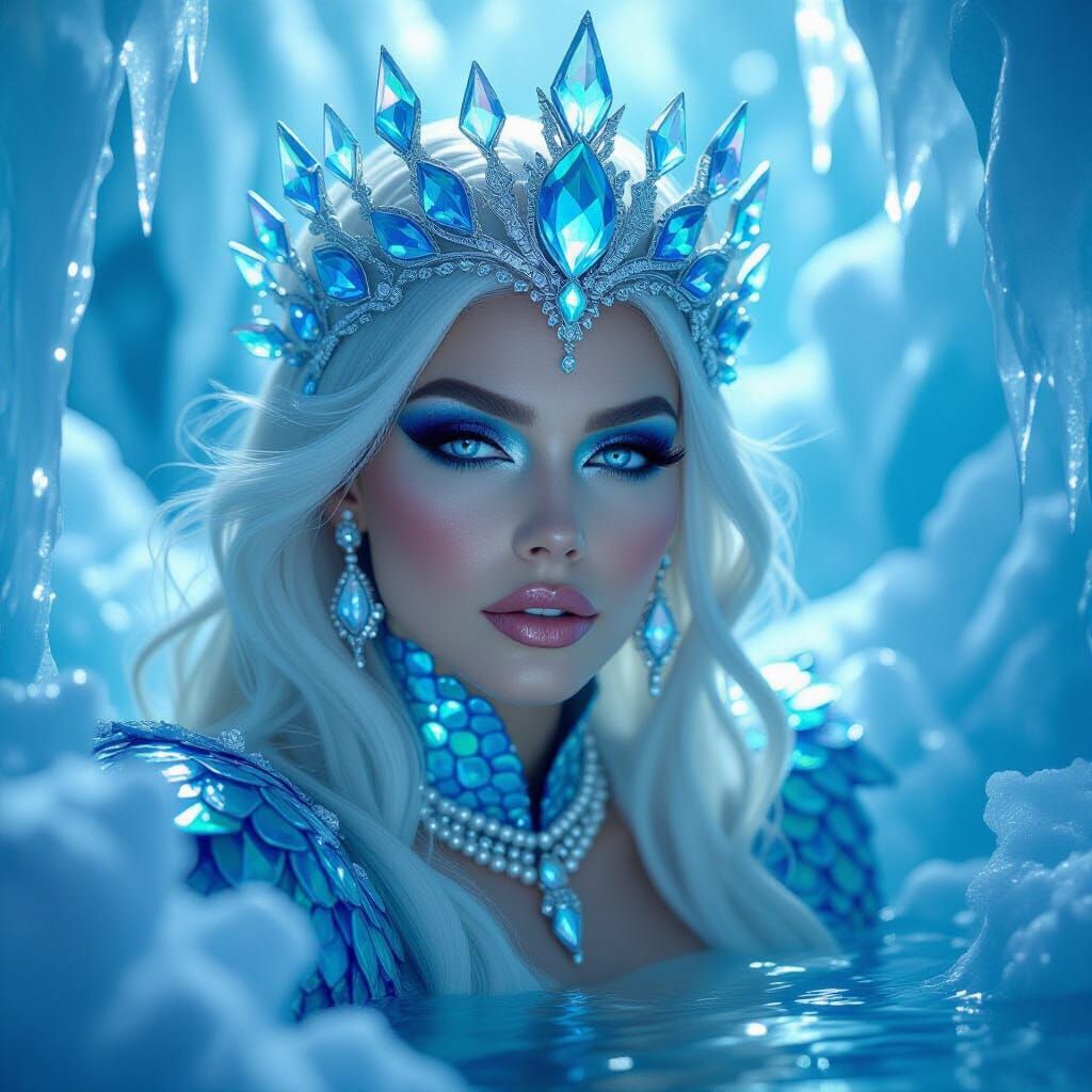Mermaid Queen Emerges from Frozen Arctic Ocean