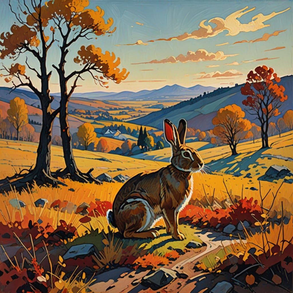 A Whimsical Rabbit Defies Autumn in a Bold, Expressionist Ma...