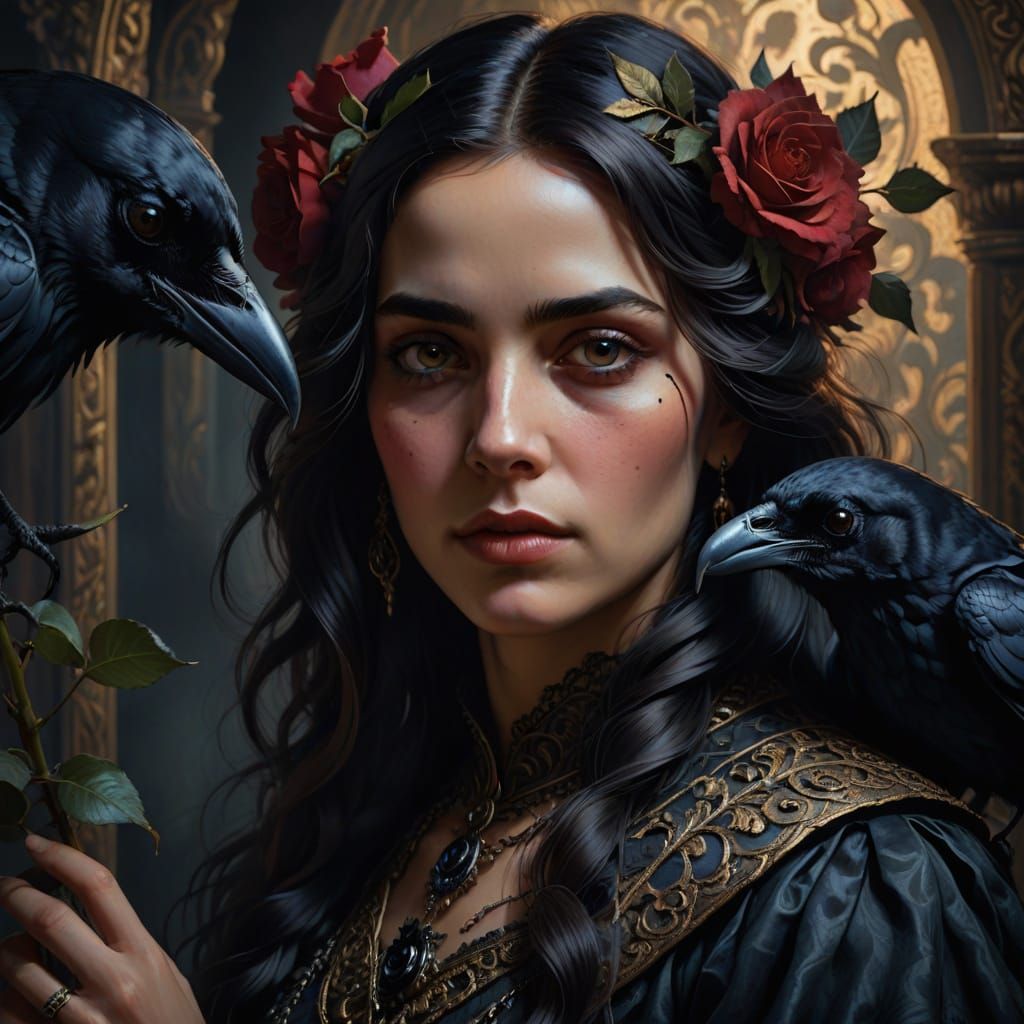 Mysterious Woman with Rose: A Baroque Portrait