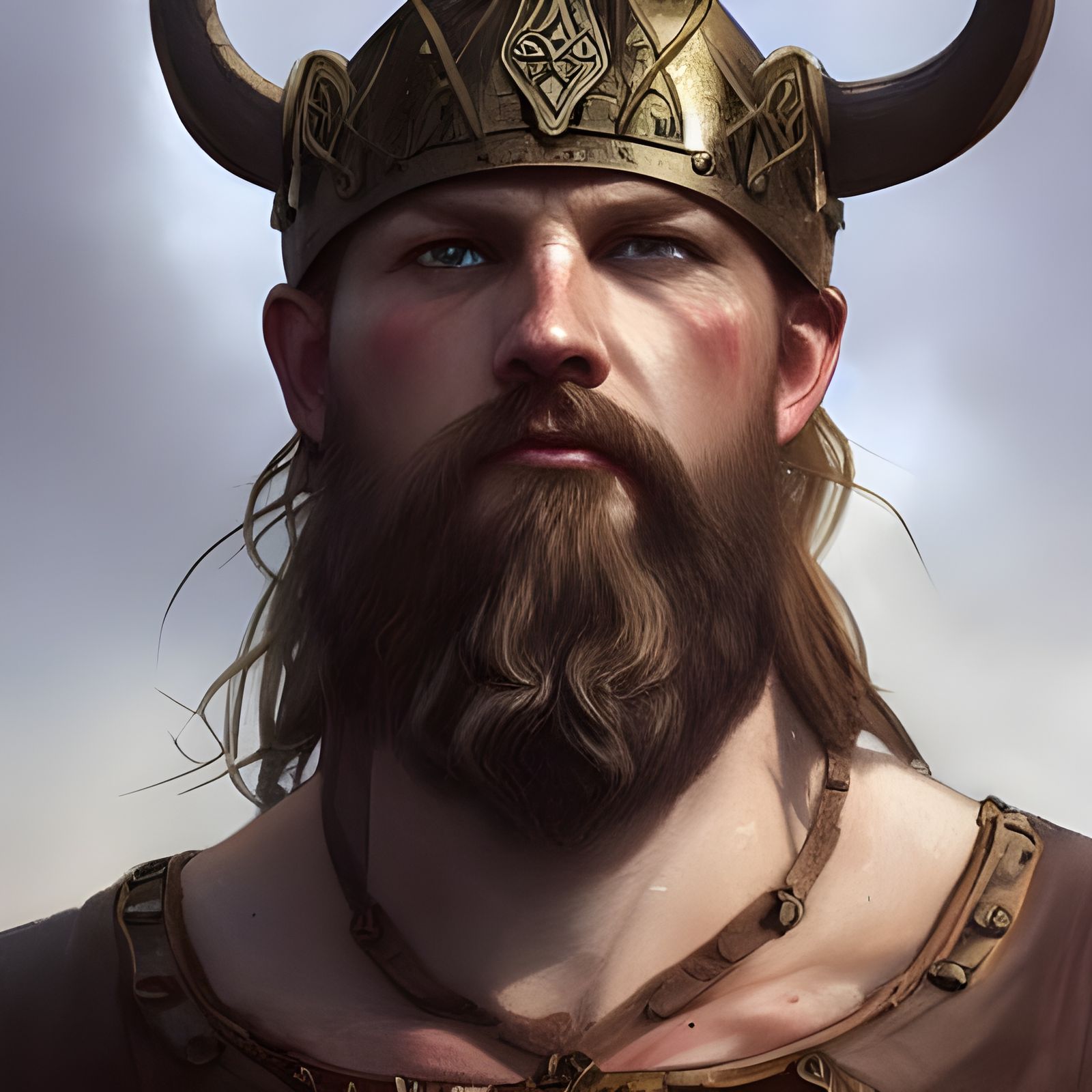 Viking King Portrait: War and Fire in Hyperrealism