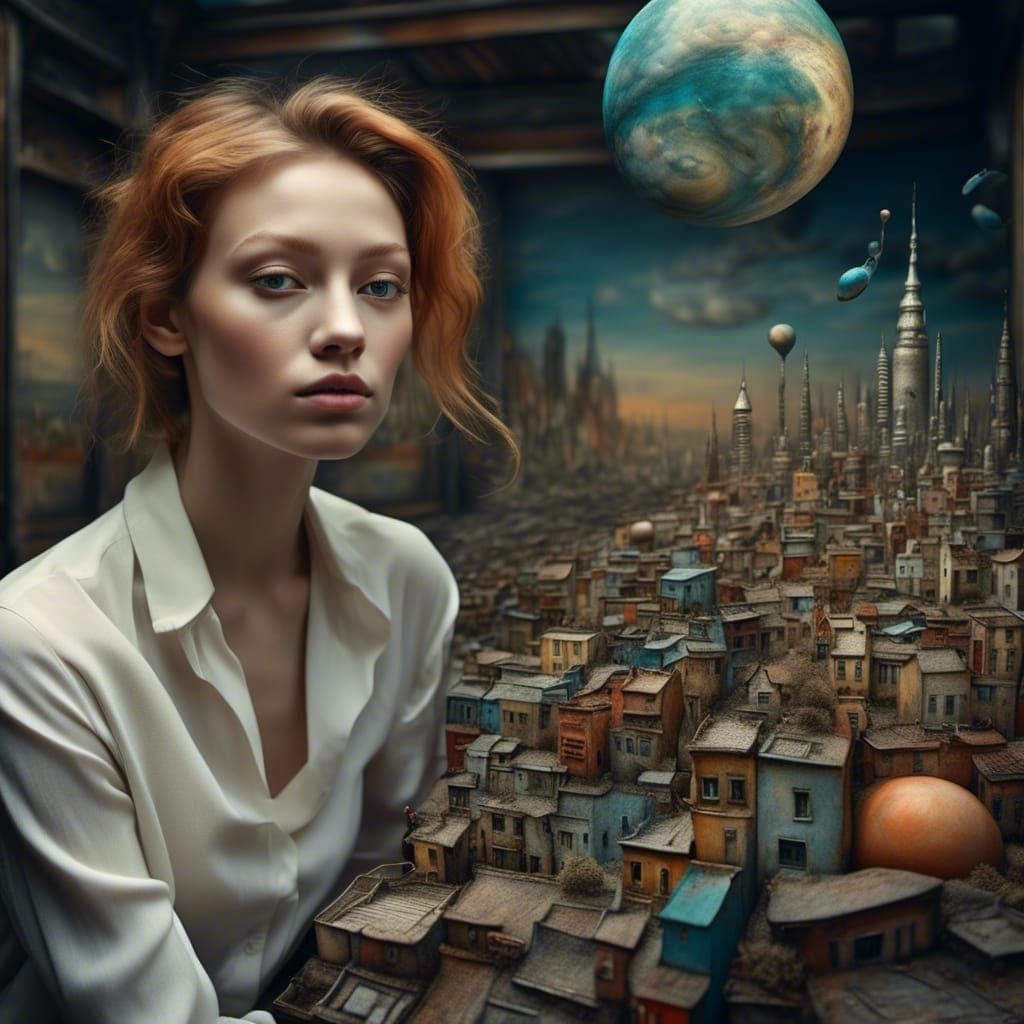 Polychromatic City Life: Hyperrealistic Matte Painting