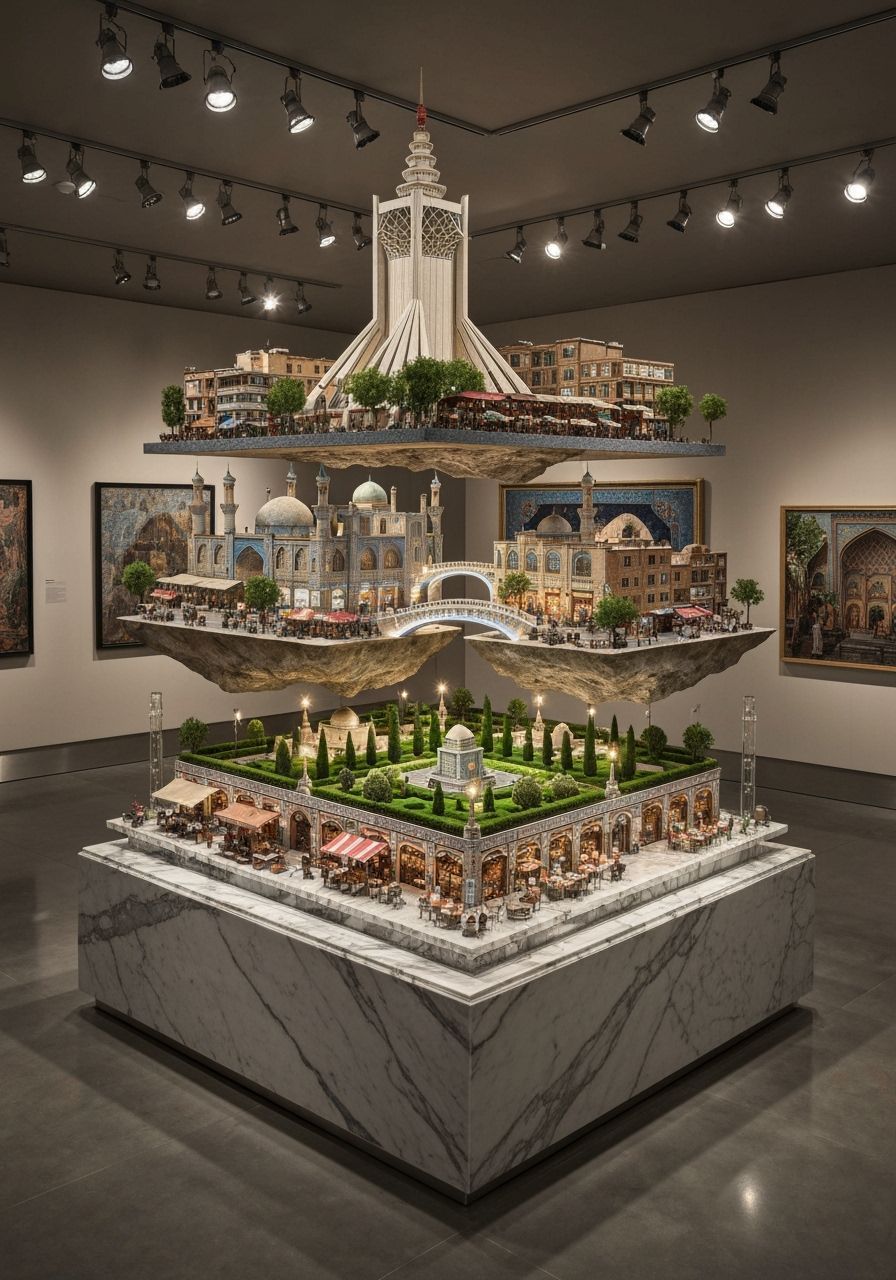 Floating Iranian Cities Installation in Luxury Gallery