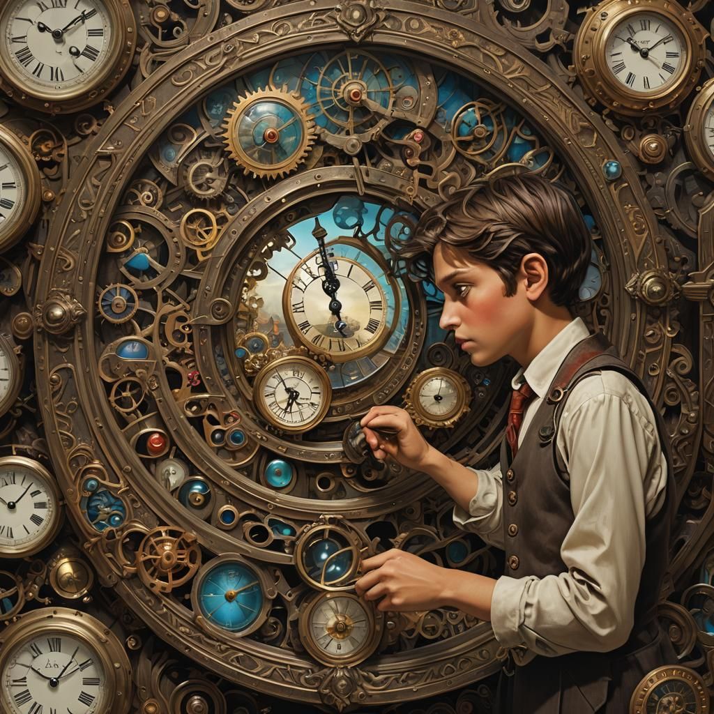 Boy's Colorful Watch: A Fantastical Matte Painting