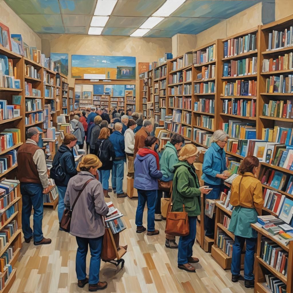 Thrift Store Patrons in Neo-Impressionist Painting