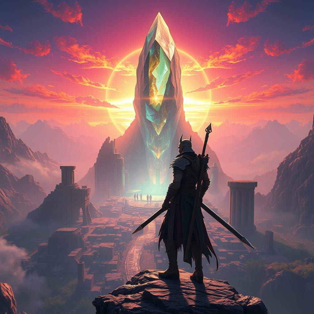 Epic Fantasy Warrior at Crystal Ruins