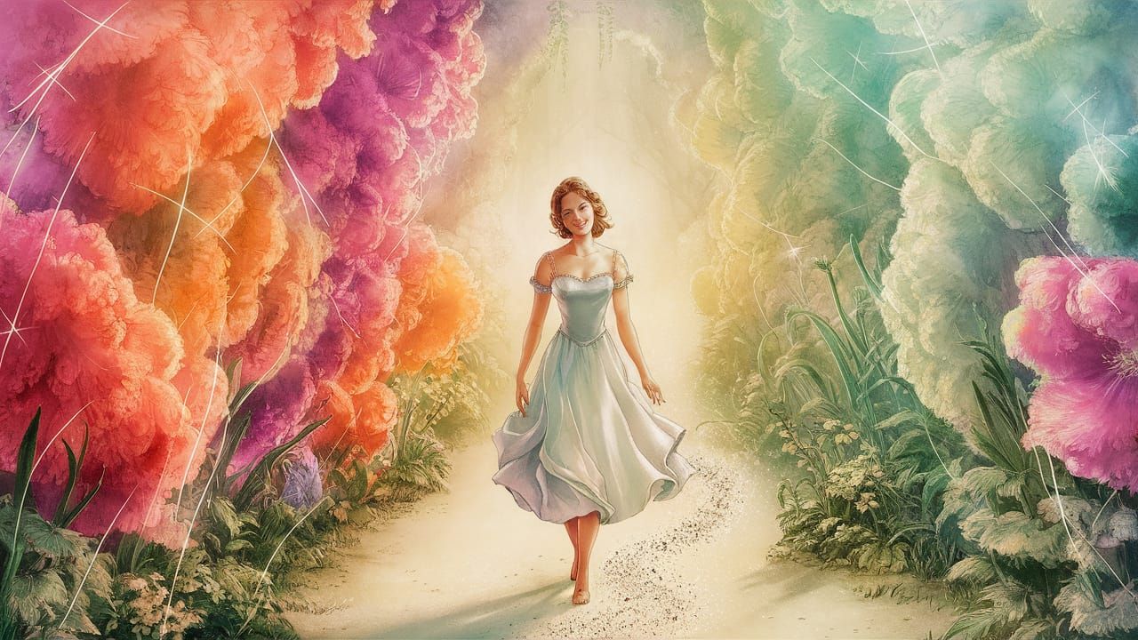 Enchanted Garden: Ink Drawing of Woman in Floral Wonderland