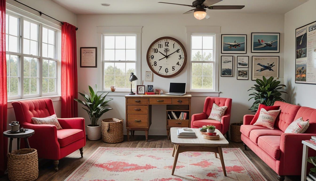 Farmhouse Modern Workspace with Aviation Theme
