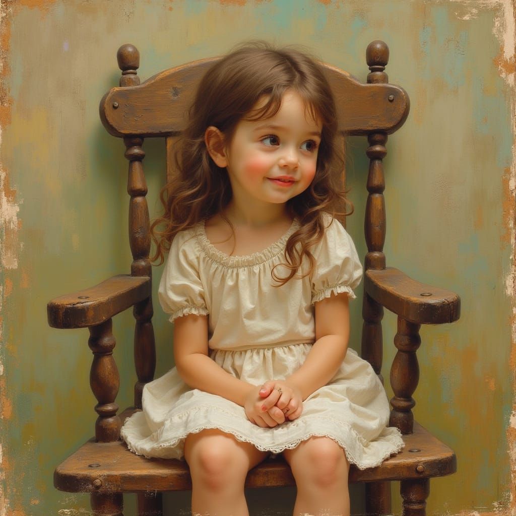 Whimsical Young Girl in Rustic French Countryside Setting