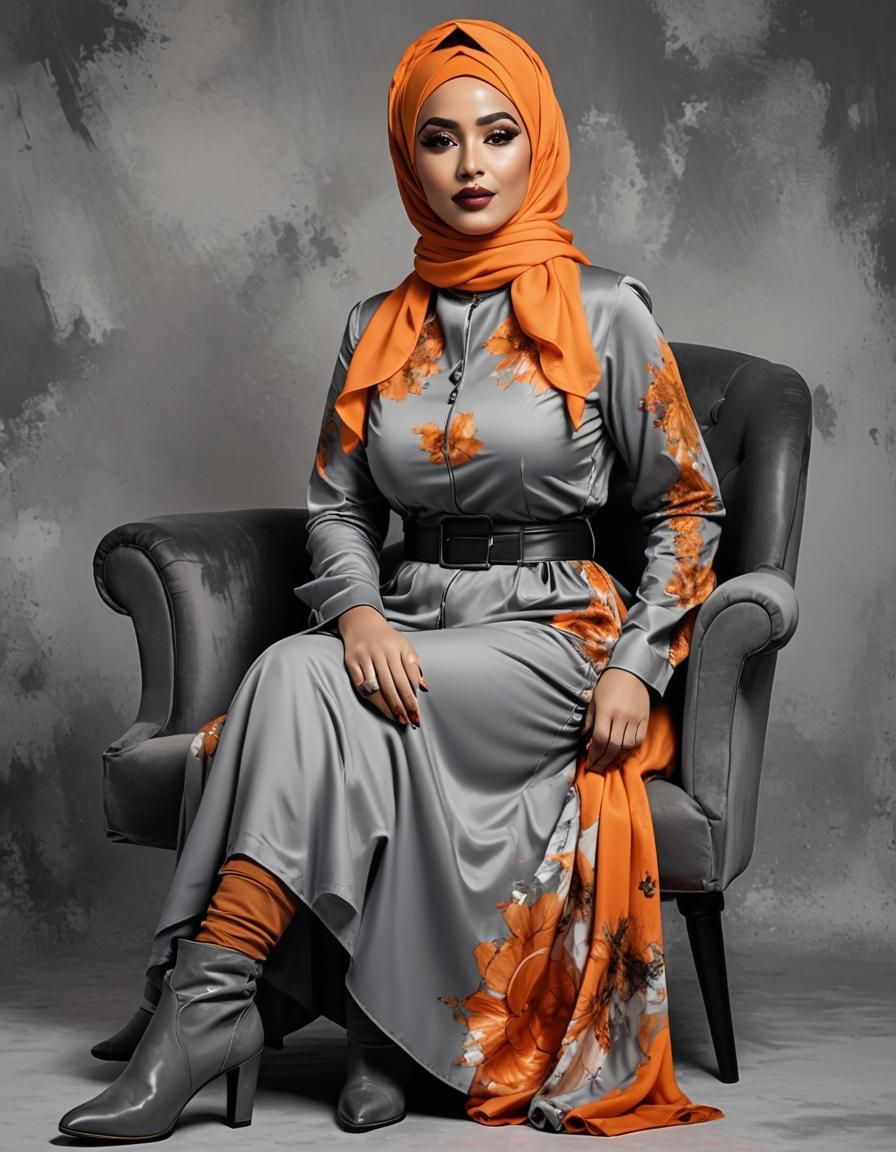 Psychedelic Alcohol Ink Portrait of Hijabi Woman