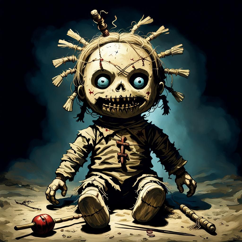 Creepy Voodoo Doll in Horror Style