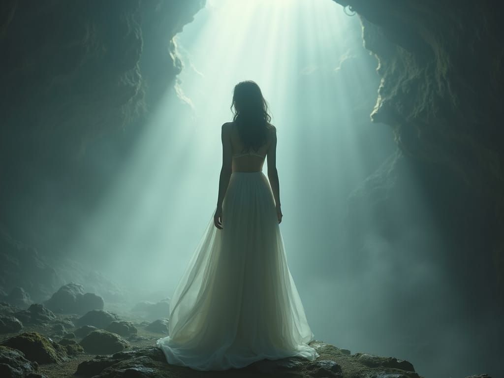 Ethereal Woman in Dramatic, Hyperrealistic Lighting